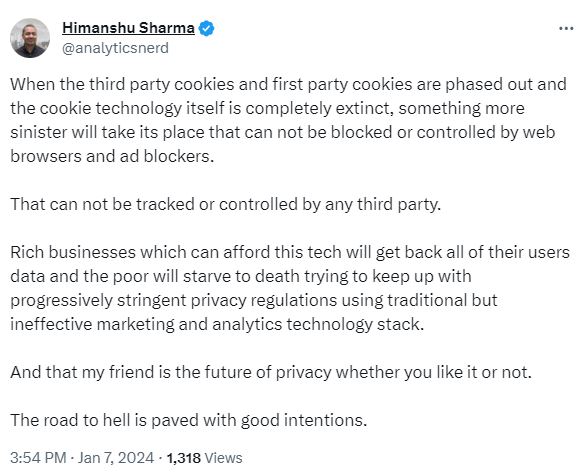 Third party cookies are being phased out.
